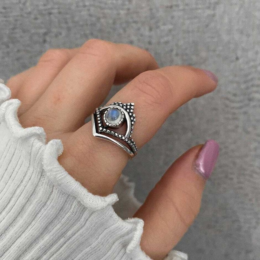 Ringen My Unique Style | Boho Chevron Moonstone - 925 Zilver