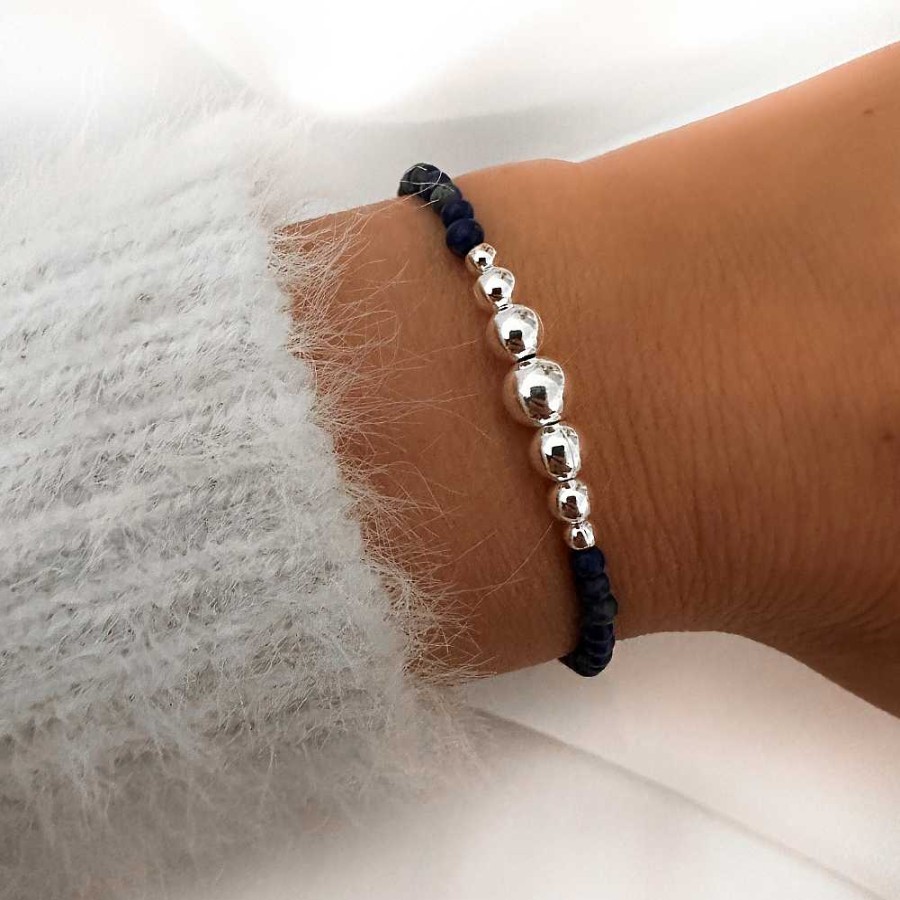 Armbanden My Unique Style | Blue Lapiz Armband Rosa - 925 Zilver