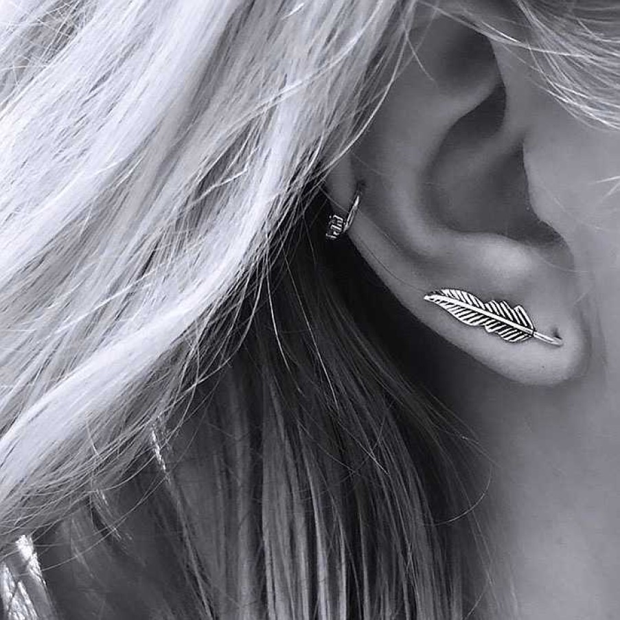 Oorbellen My Unique Style | Little Feather Earclimbers - 925 Zilver