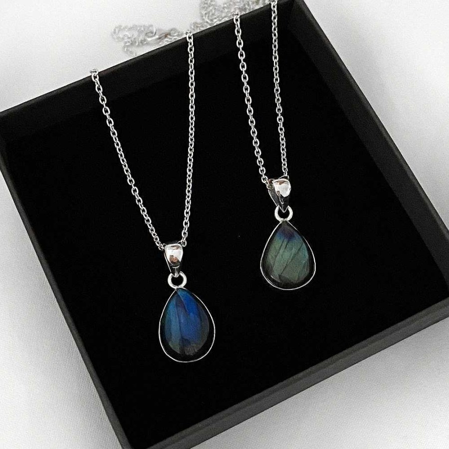 Kettingen My Unique Style | Ketting Labradorite Drop - 925 Zilver