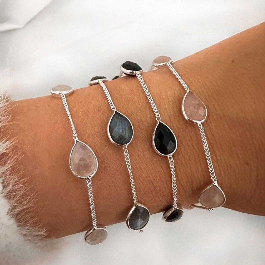 Armbanden My Unique Style | Armbandje Teardrop Labradorite - 925 Zilver