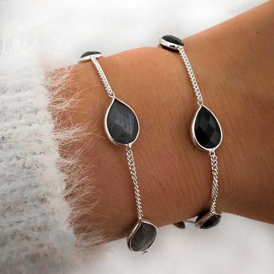 Armbanden My Unique Style | Armbandje Teardrop Black Onyx - 925 Zilver