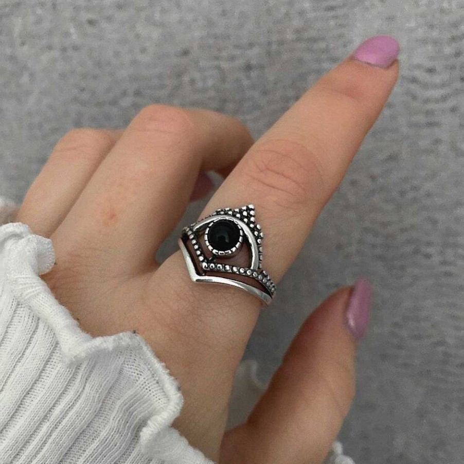 Ringen My Unique Style | Boho Chevron Black Onyx - 925 Zilver