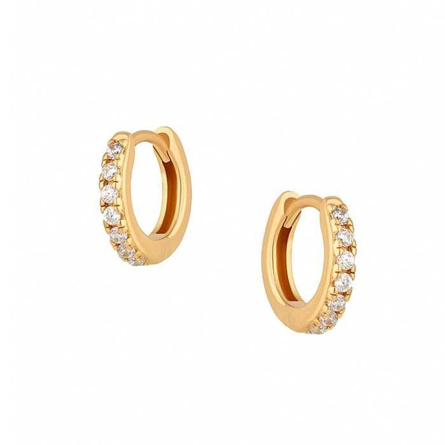 Oorbellen My Unique Style | Pave Hugging Hoops - Goldplated