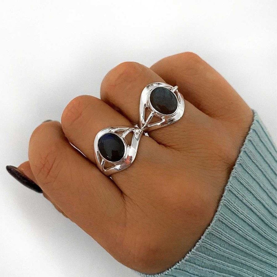 Ringen My Unique Style | Labradoriet Ring Onda - 925 Zilver