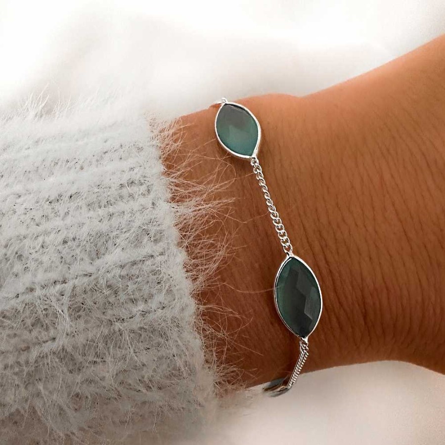 Armbanden My Unique Style | Armbandje Blue Chalcedony Arya - 925 Zilver