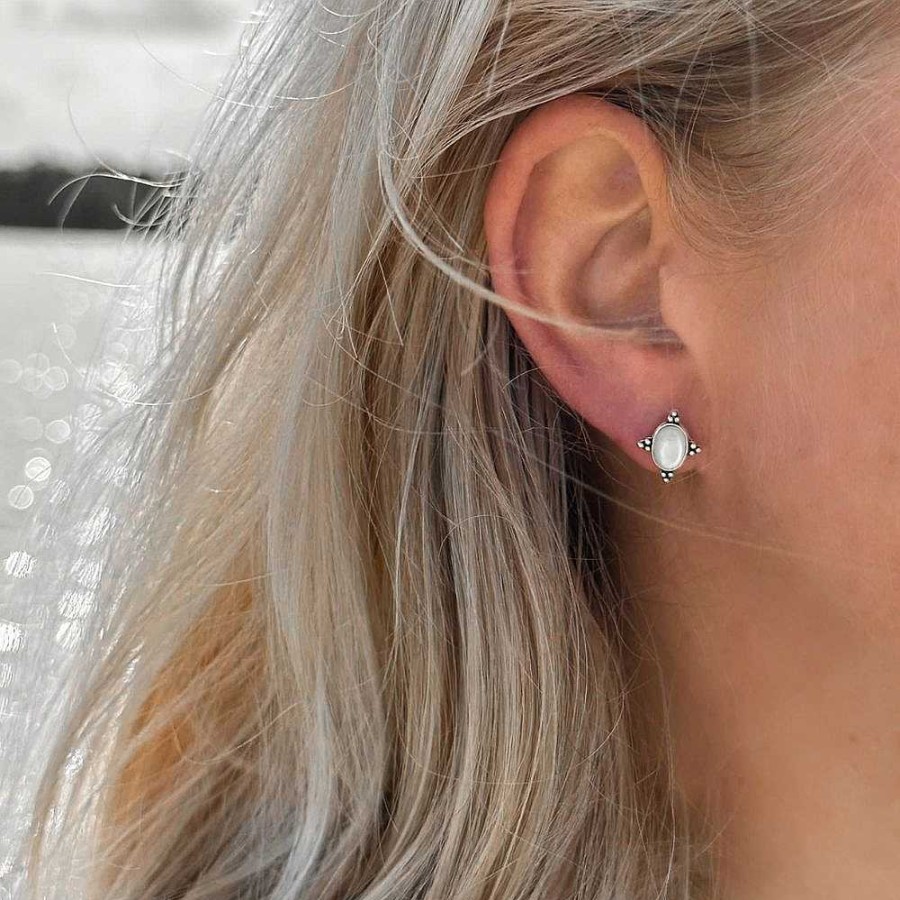 Oorbellen My Unique Style | Oorknopjes Motherpearl Dots - 925 Zilver