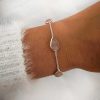 Armbanden My Unique Style | Armbandje Teardrop Rosequartz - 925 Zilver