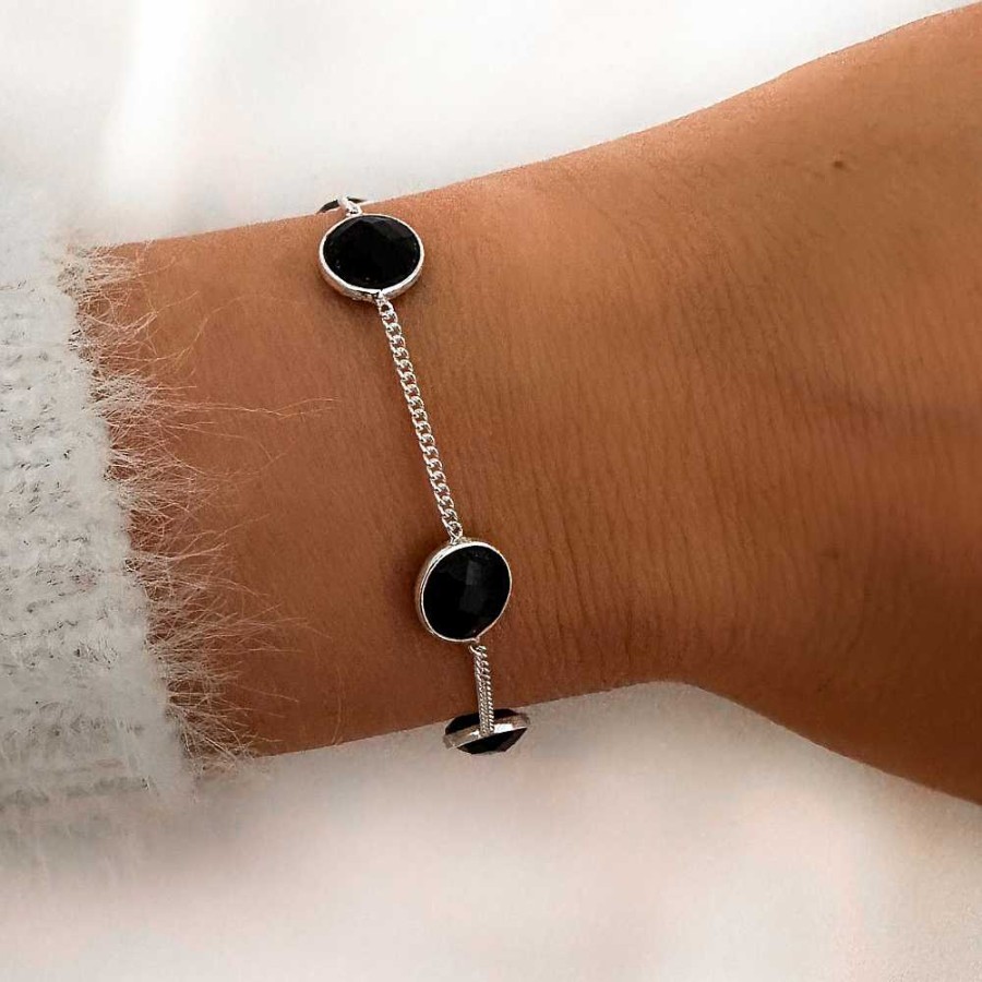 Armbanden My Unique Style | Armbandje Circle Black Onyx - 925 Zilver