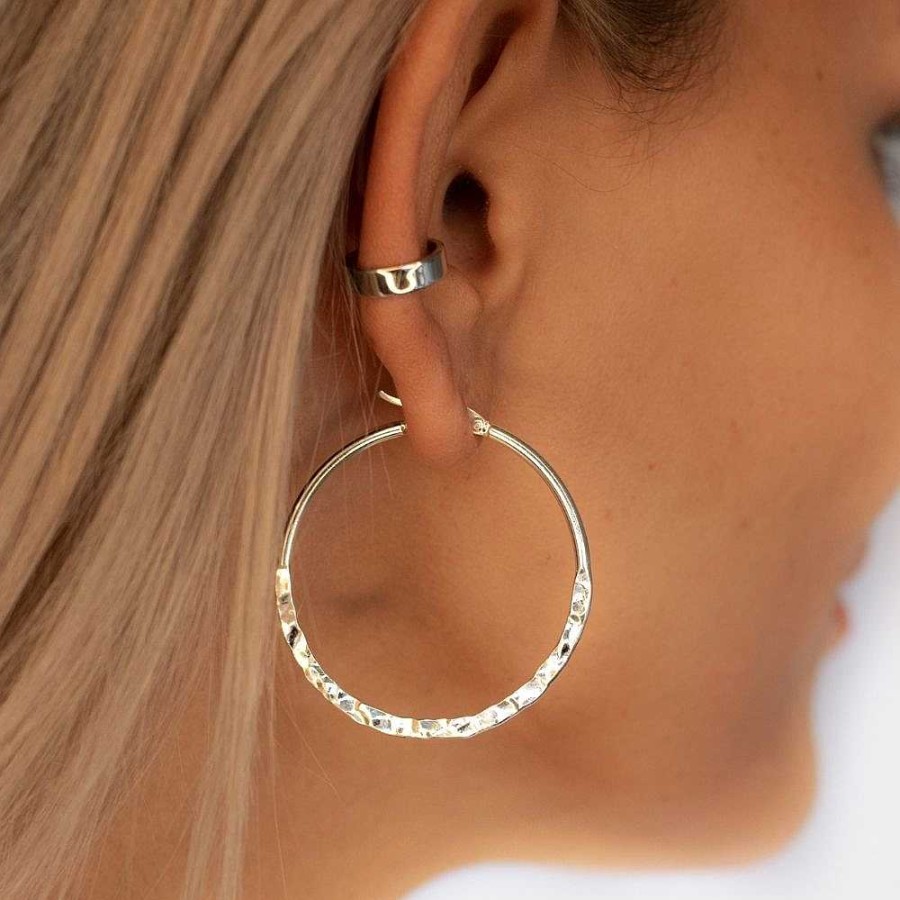 Oorbellen My Unique Style | Big Hammered Earhoops - 925 Zilver