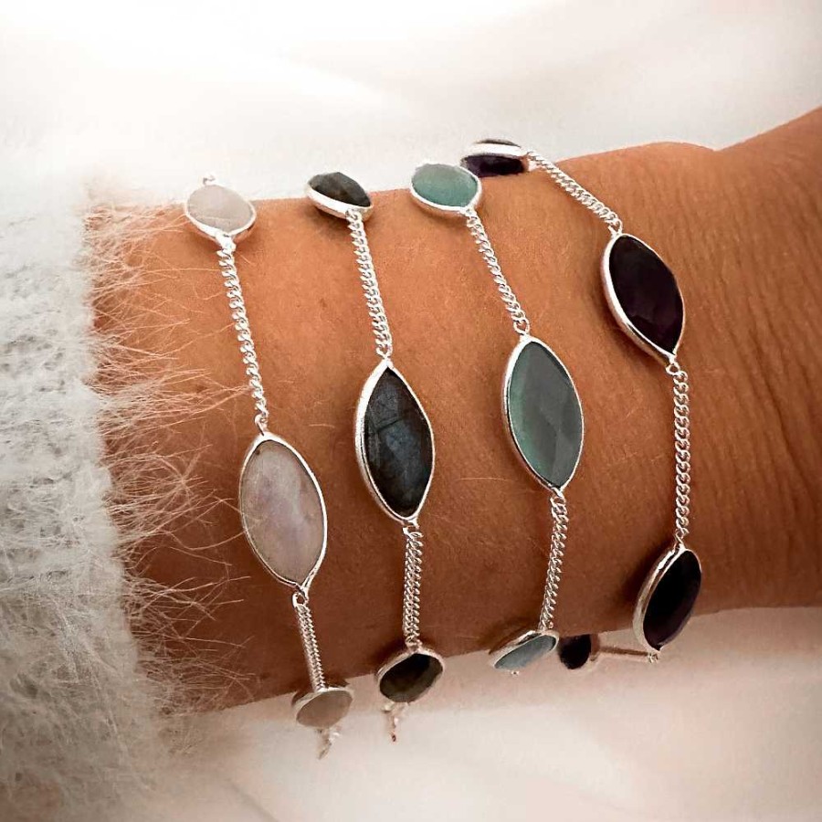 Armbanden My Unique Style | Armbandje Blue Chalcedony Arya - 925 Zilver