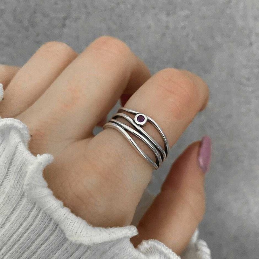 Ringen My Unique Style | Layered Ring Amethist - 925 Zilver